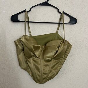 Satin Corset Top in Olive Green